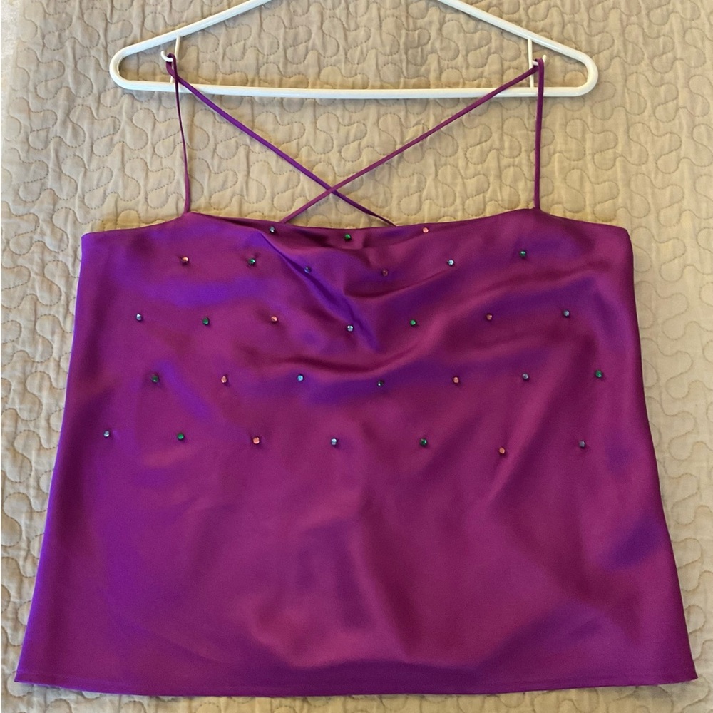 Nolan Miller Dynasty Collection Purple Camisole w Rhinestones Top VTG 80’s